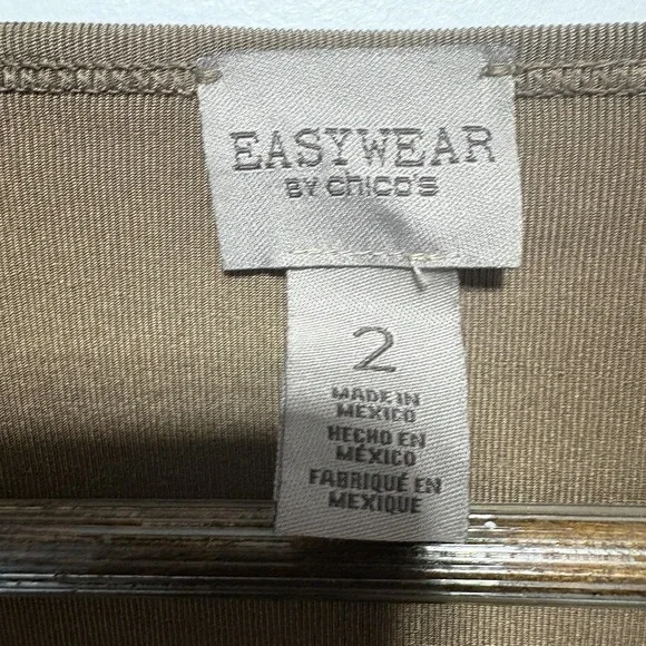 Chicos Tunic Womens M Tan Brown Cap Sleeve Oversized Stretch Knit Basic - Picture 7 of 8